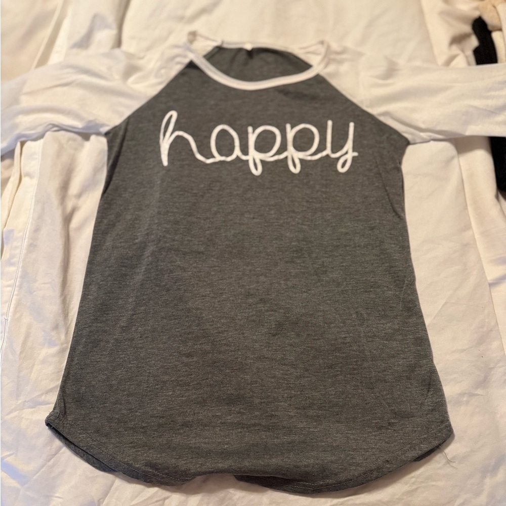 Gray and White Women’s Raglan Shirt